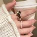 Cute Sausage Dog Pearl Ring For Girls, Autumn And Winter Light Luxury Finger Ring, Niche Design, Student Accessories,_ipsvogv.com