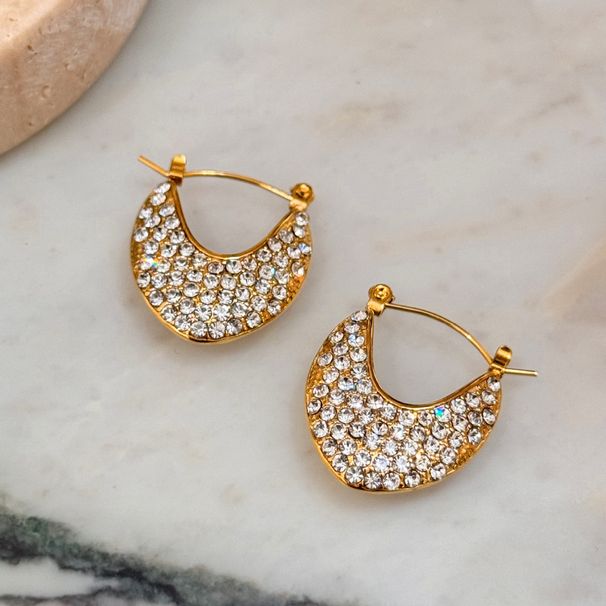 Fashionable Niche INS Retro Oval Zircon Hollow Shoulder Bag Earrings_ipsvogv.com