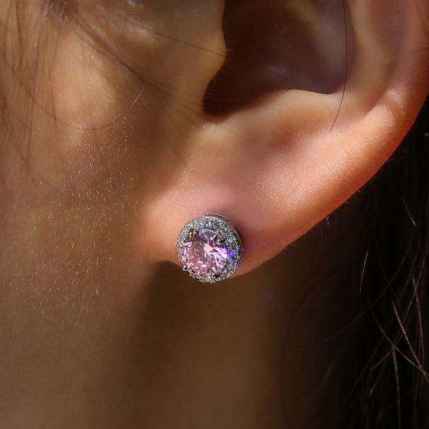 Cao Shi Are Classic And Versatile Round Colored Zircon Earrings For Women's Fashion Accessories_ipsvogv.com