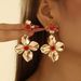 Statement Personality Temperament Long Drop Earrings Pearl Rhinestone Bohemian Exaggerated Flower Ear Jewelry_ipsvogv.com