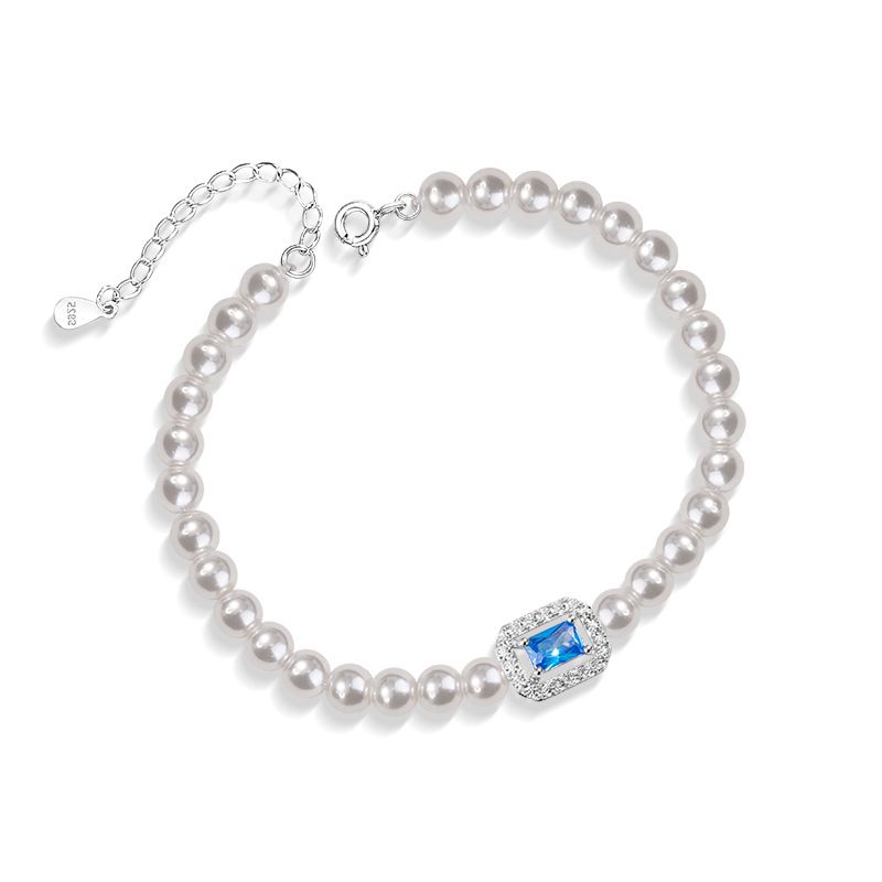 Square Sugar Bracelet For Women, Niche, Light Luxury, High-end Feel, Shijia Pearl Bracelet, Ins Wind Ocean Blue Treasure Bracelet_ipsvogv.com