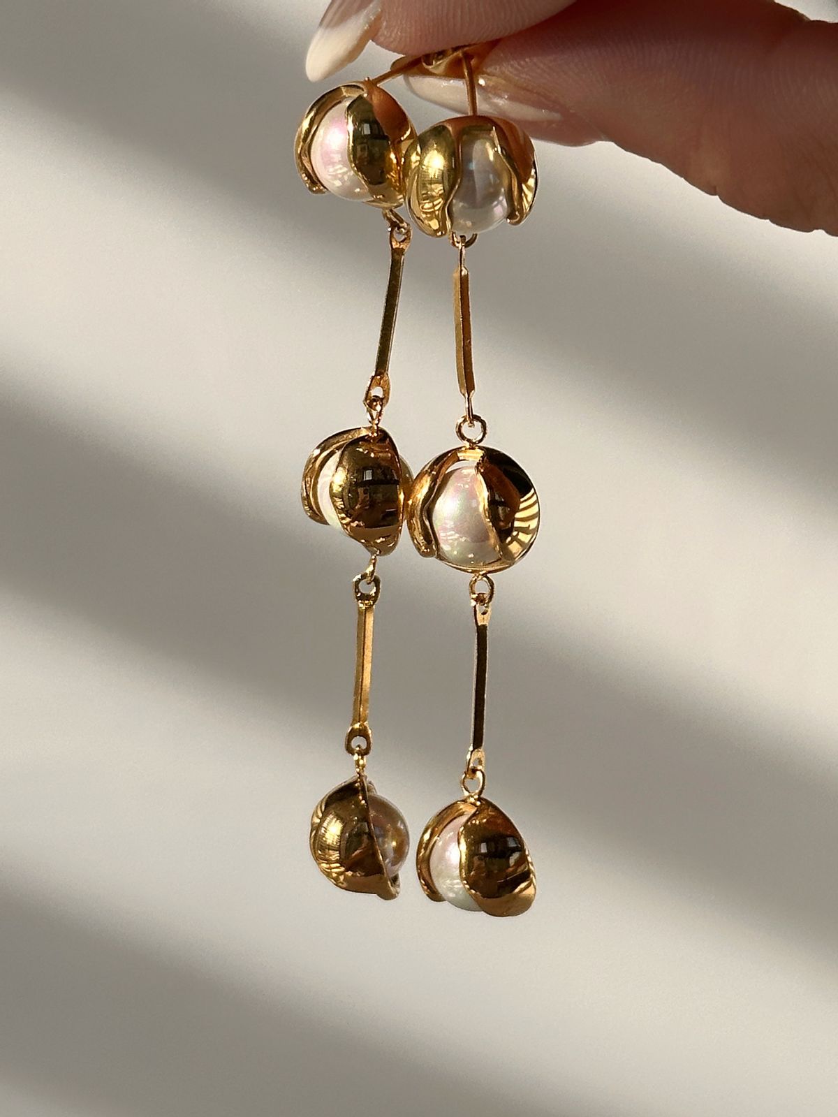 Women’s Jewelry Set Fashion Niche INS Titanium Steel VINTAGE Pearl Chalcedony Exquisite Earrings_ipsvogv.com