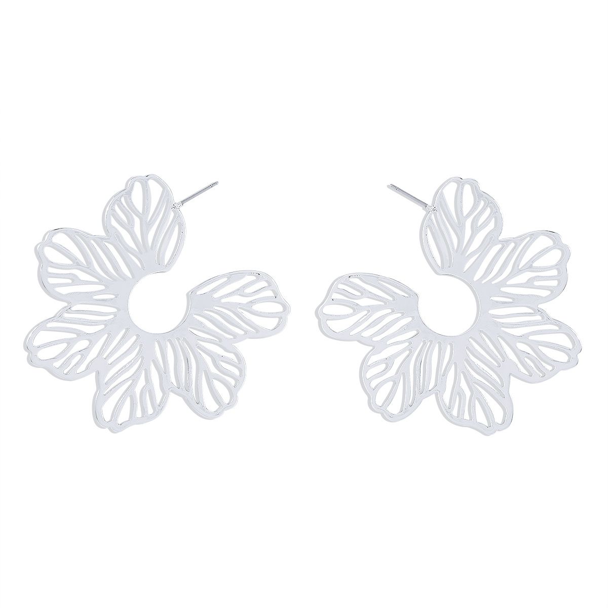11337 Spring/Summer Unique Design Sense Geometric with Hollow Texture Flower and Metal Earrings_ipsvogv.com
