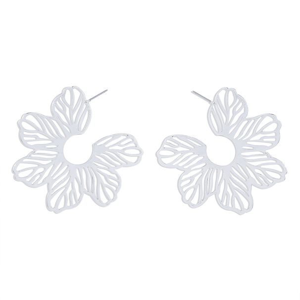 11337 Spring/Summer Unique Design Sense Geometric with Hollow Texture Flower and Metal Earrings_ipsvogv.com
