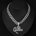 Hot Selling New Product Hip Hop Alloy Full Diamond Crown Queen Pendant Men's Cuban Chain Jewelry_ipsvogv.com