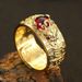 Tai Yin Wealth Attraction Pixiu Six Character Mantra Garnet Personality Auspicious And Atmospheric Vintage Creative Ring_ipsvogv.com