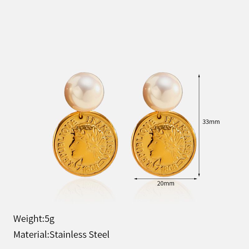 Women’s Jewelry Set Fashion Ins Simple Fashion Small Earrings New Design Sense Money Coin Queen Head Earrings_ipsvogv.com