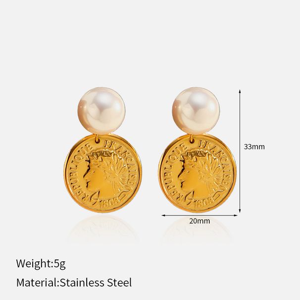 Women’s Jewelry Set Fashion Ins Simple Fashion Small Earrings New Design Sense Money Coin Queen Head Earrings_ipsvogv.com