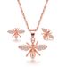 Women’s Jewelry Set Fashion Fashion Bee Necklace Earrings Jewelry Set Inlaid with Zircon Rose Gold Plated_ipsvogv.com