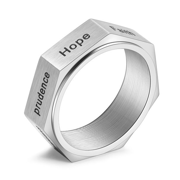 Men's Jewelry Titanium Steel Seven Virtues Rotatable Ring Neutral Style Seven Corner Men's Niche Jewelry Ring_ipsvogv.com