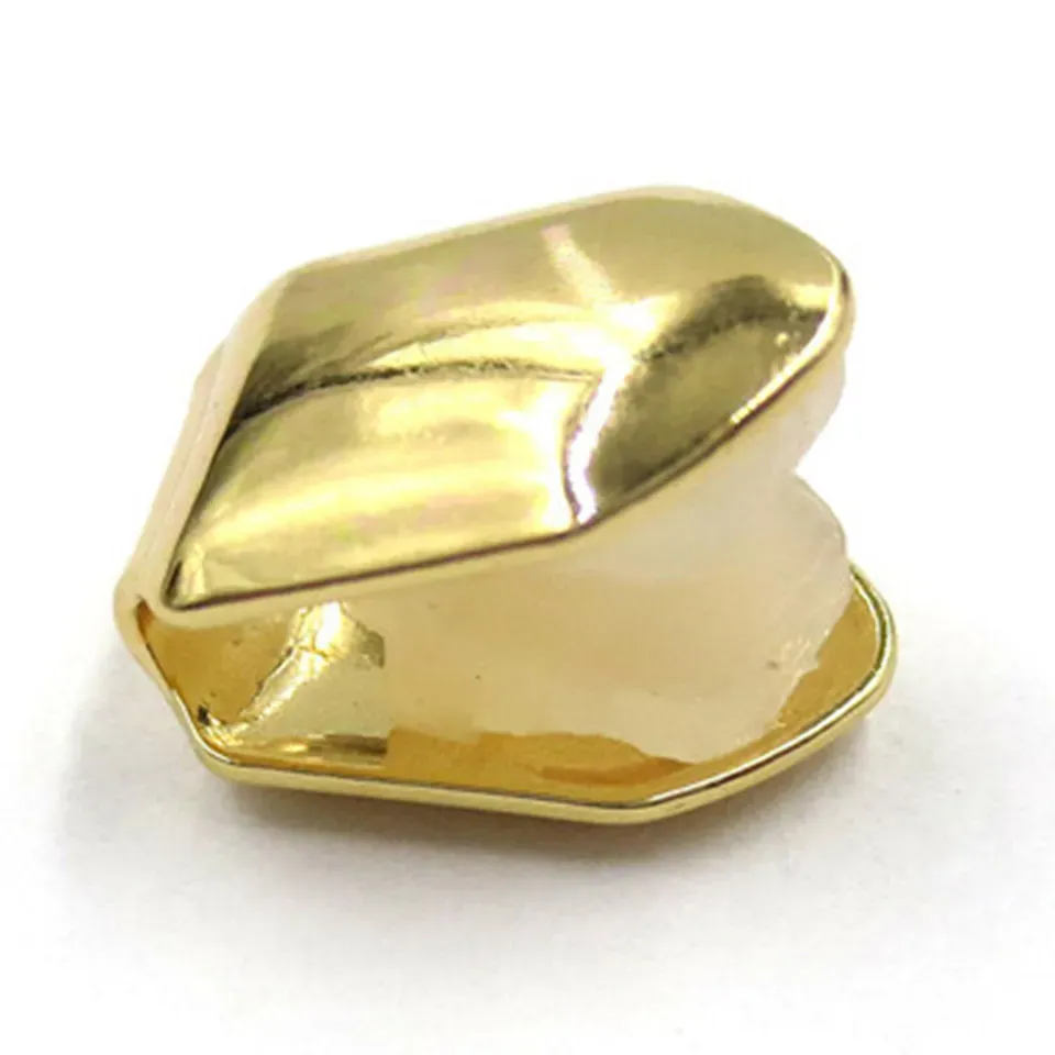 Real Gold Hollow Single Teeth Grillz Braces Punk Hiphop Dental Mouth Fang Grills Tooth Cap Cosplay Costume Halloween_ipsvogv.com