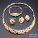 Women's Wedding Party Necklace Earrings Bracelet Ring High Quality Gold Color Italian Bridal Accessories Jewelry Set_ipsvogv.com
