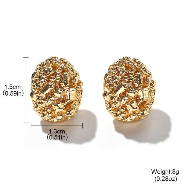 Exaggerated Geometric Pleated Metal Earrings Female Fashion Bean Simple Earrings Ins Personality Earrings_ipsvogv.com