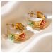 versatile stainless steel texture colored zircon pearl beaded flower earrings gold plated earrings_ipsvogv.com