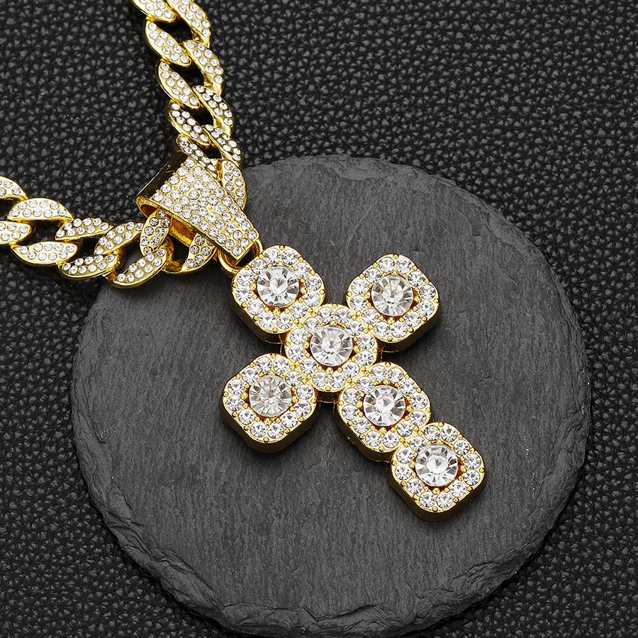 Men’s Jewelry Set Fashion Hot Selling Source Personality Hip Hop Pendant Full Diamond Diamond Cuban Necklace Jewelry Accessories_ipsvogv.com