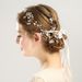 Pearl Leaf Gold Hairpin Headband Set Bridal Headdress Hair Accessories_ipsvogv.com