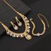 Trendy Gold And Silver Fashion Crystal Loose Diamond Necklace Earrings Bracelet Set Three Pieces_ipsvogv.com