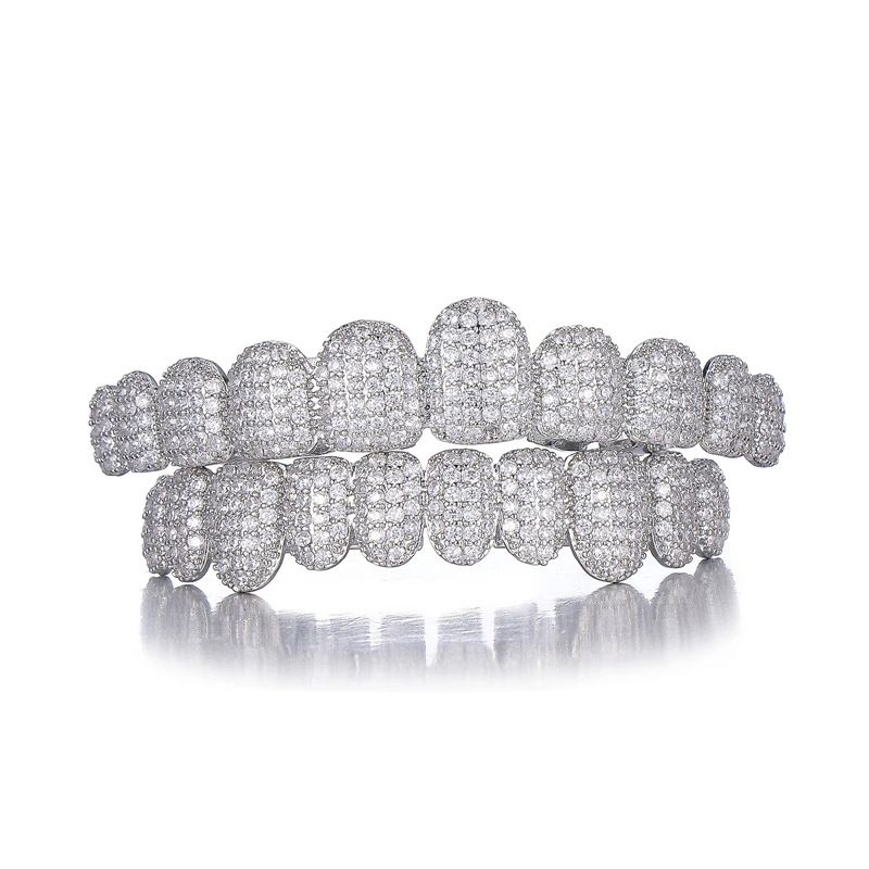 Christmas hip-hop 14K real gold electroplated copper zirconium exaggerated rap props braces accessories_ipsvogv.com