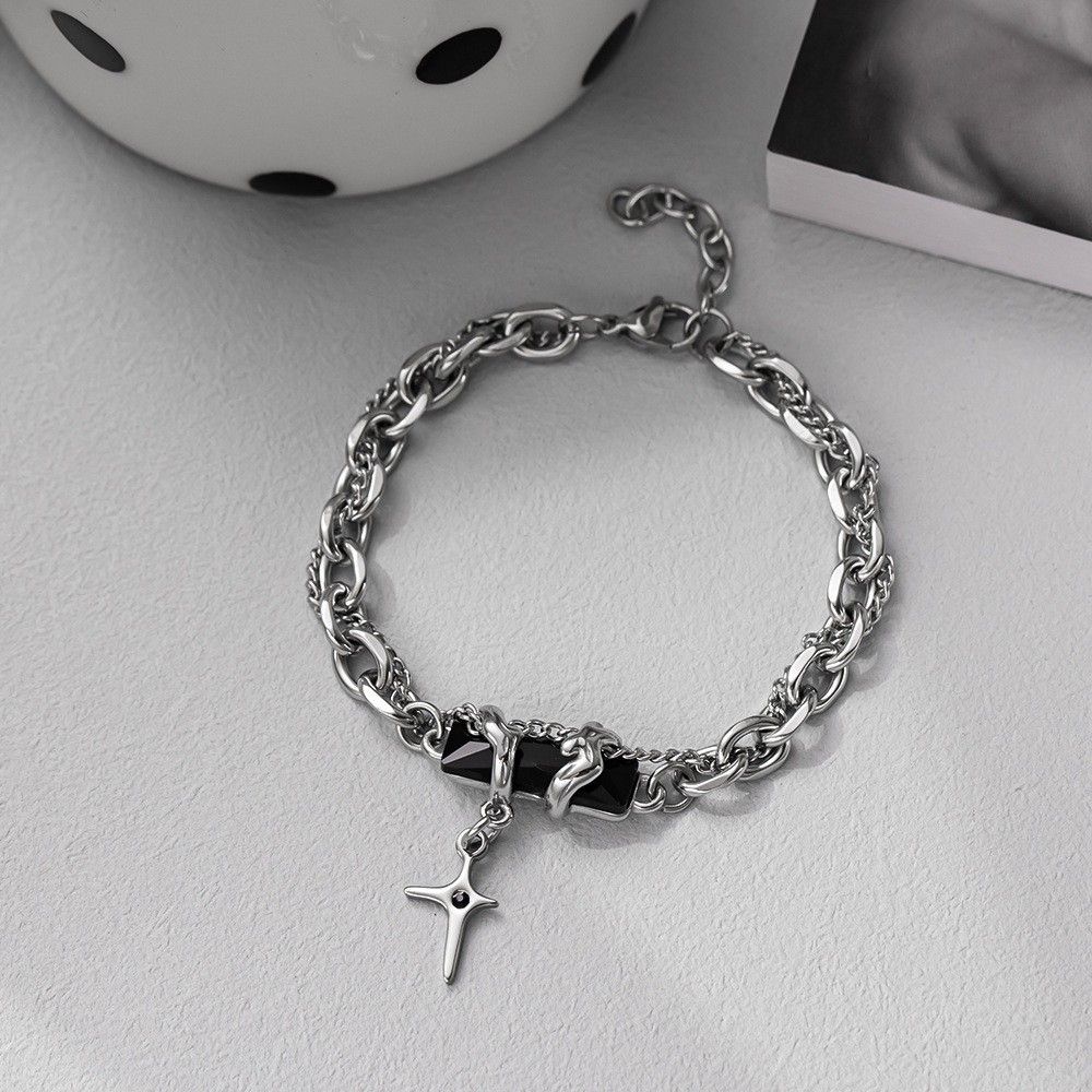 New Niche Design Wrapped Black Cross Splicing Necklace For Men And Women's High-end Bouncing Titanium Steel Collarbone_ipsvogv.com