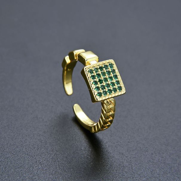 Unisex Jewelry Fashion Simple Diamond Zircon Square Ring Opening Adjustable Unisex Hand Jewelry Net Red Ins Style_ipsvogv.com