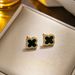 Black minimalist fashion classic versatile lucky clover earrings with anti allergic temperament and diamond studded S_ipsvogv.com