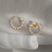 Retro Plated Titanium Steel Pearl Micro Inlaid Zircon Cute Earrings_ipsvogv.com