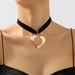 N11069 Fashion Hollow Heart Pendant Neckchain ZA Creative Velvet Geometric Minimalist Metal Necklace Earrings_ipsvogv.com