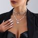 Sweet hot girl love multi layer necklace pearl tassel necklace_ipsvogv.com