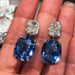 Cao Shi's new earrings large fat square diamond Zircon Earrings women's exquisite Peacock Blue Crystal Earrings_ipsvogv.com