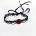 Black Lace Long Collarbone Necklace Wine Red Woven Rose Flower Neck Choker Tie Rope_ipsvogv.com