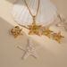 Women's Jewelry Gold Plated Titanium Steel Starfish Beach Necklace Earrings Set_ipsvogv.com