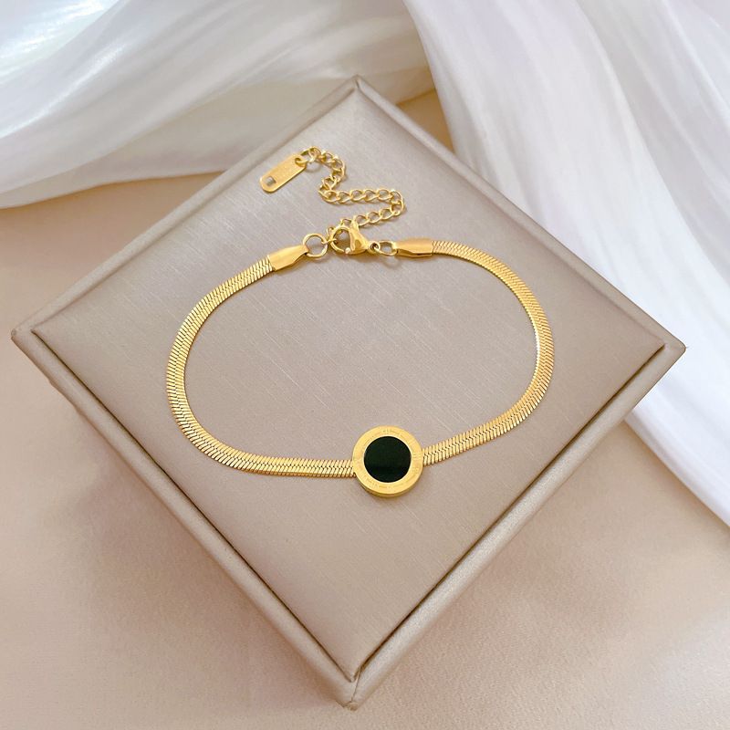 【 Full Body Titanium Steel 】 East Gate Personalized Roman Watch Chain Round Beads In The Furnace Gold Bracelet Female_ipsvogv.com