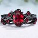Three Heroes Red Spear Black Rose Branch Cross Pair Ring_ipsvogv.com