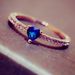 Sanjie's New Rose Gold Plated Heart-shaped Blue Diamond Ring Jewelry_ipsvogv.com