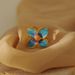 Women’s Jewelry Set Fashion Blue And Purple Oil Drop Flower Ring Personality Fashion All Match Gold Plated Stainless Steel Ring_ipsvogv.com