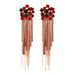 Elegant and fashionable retro geometric metal hollow rhinestone tassel chain earrings for women, versatile and high end jewelry_ipsvogv.com