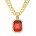 Hip Hop Rap Men's Red Pendant Jewelry Trendy and Cool Decoration Cuban Chain Necklace_ipsvogv.com