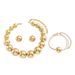 Fashion OL commuting style geometric bracelet necklace earring set, niche light luxury round ball design jewelry set_ipsvogv.com