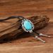 New Trendy Turquoise Lace-Shaped Cross Alloy Oil-Drip PU Women's Polo Collar Necklace Jewelry_ipsvogv.com