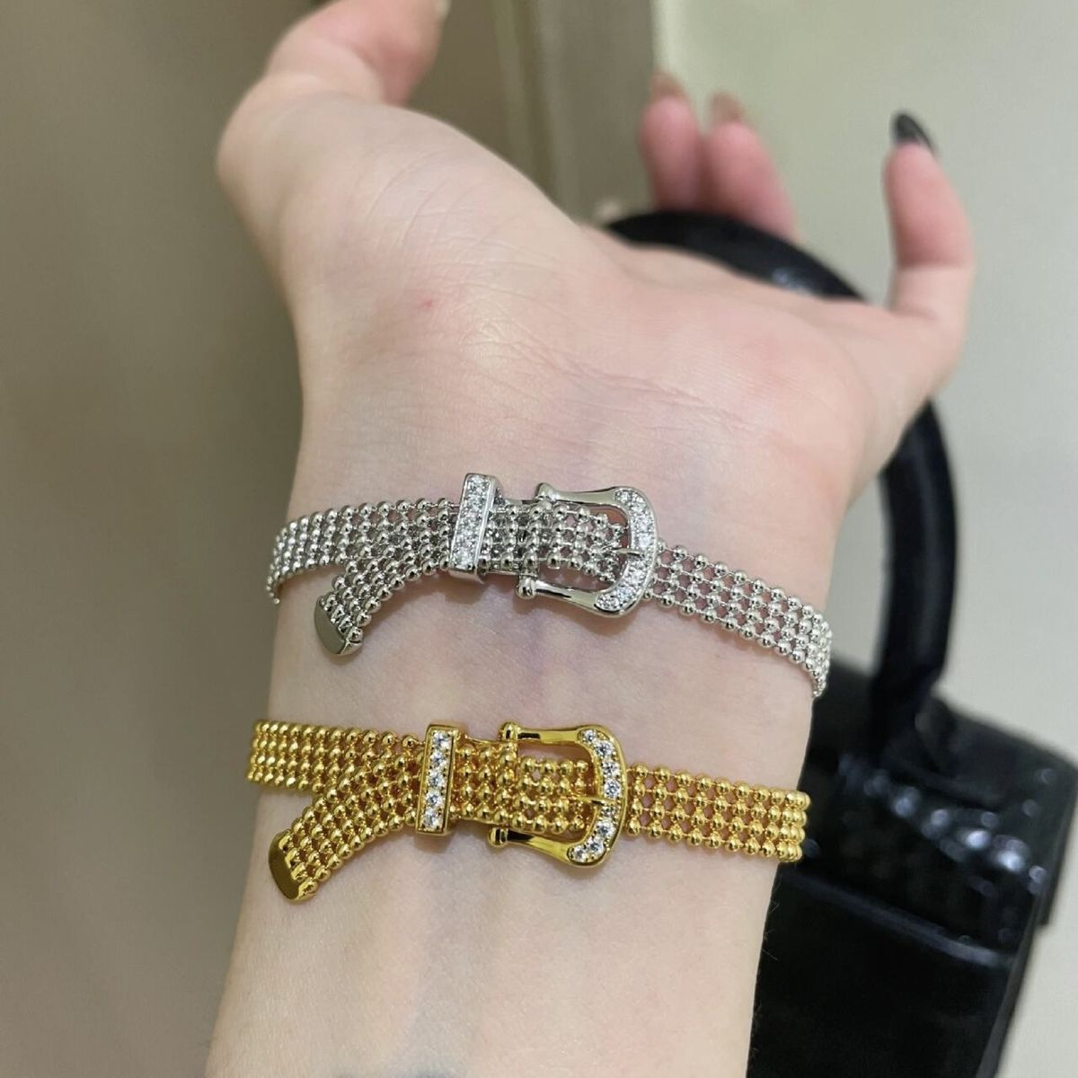 Italian Hollowed Out Milanese Lace Bracelet With Female Niche Design, Micro Inlaid Strap, Wrist Chain_ipsvogv.com