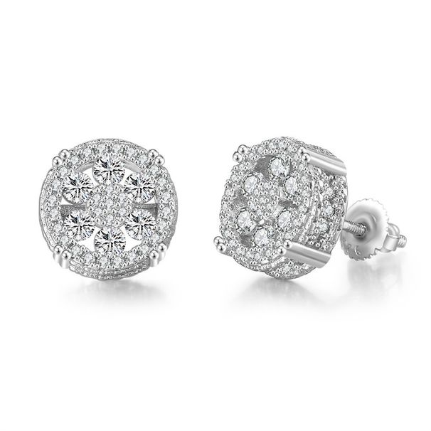 Unisex popular full diamond hip hop earrings round micro inlaid zircon thread earrings men's earrings hot selling earrings_ipsvogv.com