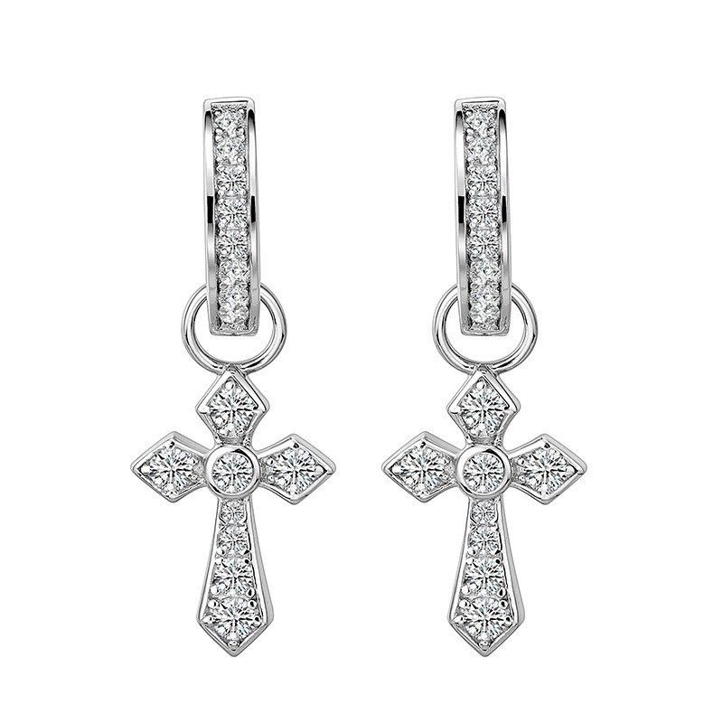 Men's Jewelry 925 Silver Needle One Pair Of Diamond Earrings With Trendy Personality Single Cross Earrings_ipsvogv.com