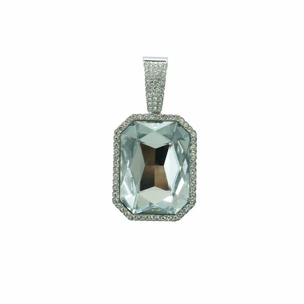 Men’s Jewelry Set Fashion Hot Selling Colored Gemstone Alloy Large Pendant With Colored Gemstone Cuban Necklace Hip Hop Cool Necklace_ipsvogv.com