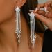 Unisex Green Belt New Full Diamond Long Hollow Earrings Female Fashion Temperament Earrings Dress With Accessories_ipsvogv.com