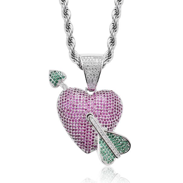 Pendants & Charms Hip Hop Necklace For Men One Arrow Through The Heart Love Pendant Micro Inlaid Zircon Colored Zircon Personalized Accessories_ipsvogv.com