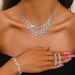 Women’s Jewelry Set Fashion Full Diamond Necklace Earrings Set Bridal Jewelry Necklace Three Piece Set Wedding Rhinestone Jewelry_ipsvogv.com