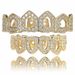 Hip Hop HIPHOP Hollow Micro Inlaid Gold Teeth Set Holiday Gift Funny Hip Hop Gold Braces Halloween Teeth_ipsvogv.com