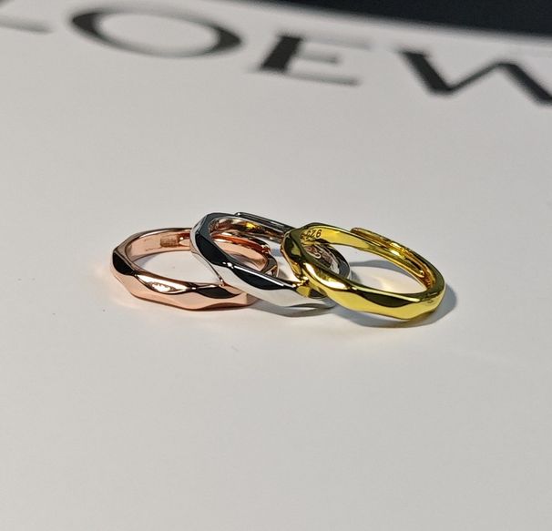 Real Gold Plated Diamond Plain For Men And Women Fashionable Simple Personality Smooth Lovers Ring_ipsvogv.com
