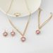 Creative simple temperament women's pink love necklace bracelet earrings ring set_ipsvogv.com