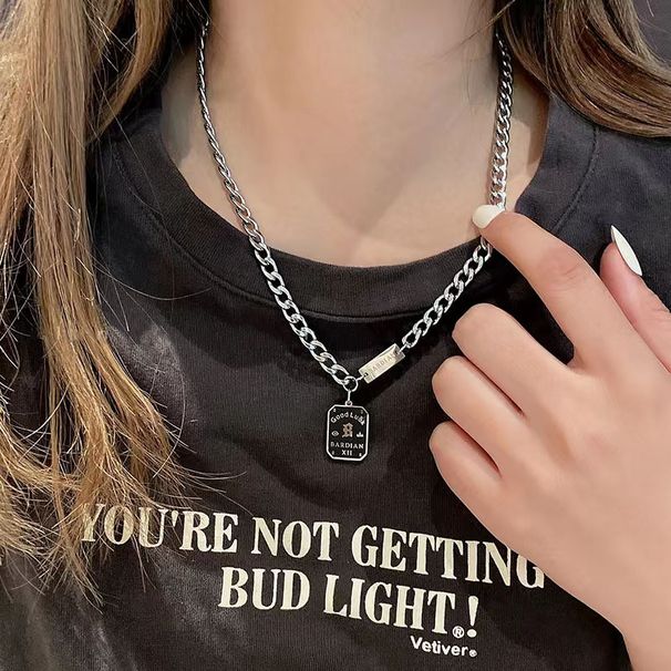 Fang Pai Letter Titanium Steel Necklace For Boys Hip Hop Trend Light Luxury Cuban Street Clavicle Chain High Sense_ipsvogv.com